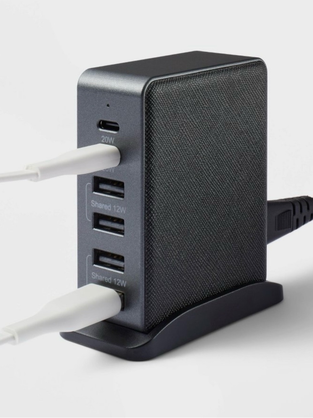 Heyday 6-Port Charging Hub Vertical 2C + 4A Black Saffiano: USB Tower Charger